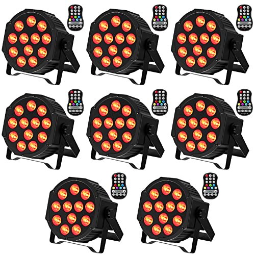 DELIBANG 8PCS Wiederaufladbar RGBW LED Par Scheinwerfer, 12 LED Strahler Akku mit Fernbedienung Timing, Bühnenlicht Effektstrahler DMX für Outdoor Party Bar Bühne Hochzeit Weihnachten von DELIBANG