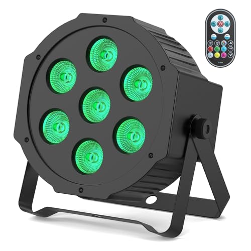 DELIBANG RGBW LED Par Strahler, 7 LED Par Scheinwerfer Bühnenlicht Partylicht Lichteffekte mit Fernbedienung für Disco DJ Party Hochzeit Weihnachten Haloween von DELIBANG