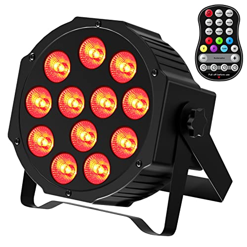 DELIBANG Wiederaufladbar RGBW LED Par Scheinwerfer, 12 LED Strahler Akku mit Fernbedienung Timing, Bühnenlicht Effektstrahler DMX für Outdoor Party Bar Bühne Hochzeit Weihnachten von DELIBANG