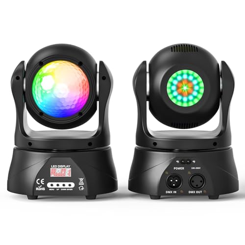 Moving Head DMX LED Bühnenlicht 30W Discokugel DJ Disco Partylicht mit RGBW Kaleidoskop Lichteffekt Sound aktiviertes Control Spotlight für Halloween Weihnachten Party von DELIBANG