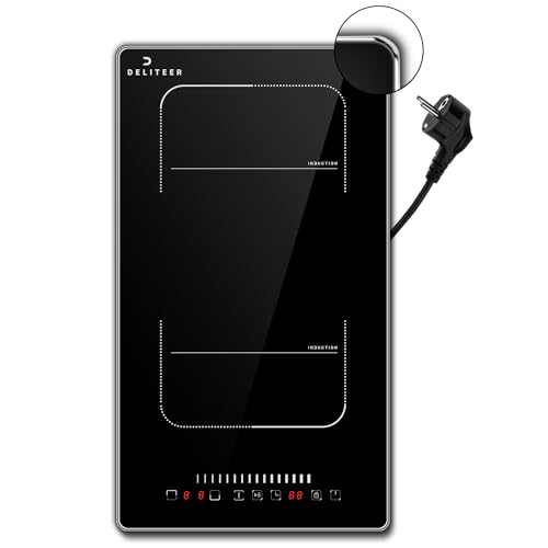 DELITEER Induktionskochfeld 2 Platten mit Stecker, 3500W, Einbau Kochfelder 2er mit Rahmen, Slider-Touch-Bedienung, Flexible Zone für den Grill, Sicherheitsschloss, 9 Leistungsstufen DELITEER Induktionskochfeld 2 Platten mit Stecker, 3500W, Einbau Kochfelder 2er mit Rahmen, Slider-Touch-Bedienung, Flexible Zone für den Grill, Sicherheitsschloss, 9 Leistungsstufen von DELITEER