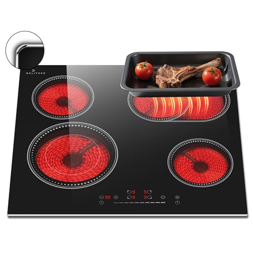 Glaskeramikkochfeld 4 Platten mit Rahmen, DELITEER Kochfeld Autark, mit Ovaler und Doppelter Zone, Schieberegler Touch, Sicherheitsschloss, Metallrahmen Schutzglas, Kein Stecker, 6600W, 230V Glaskeramikkochfeld 4 Platten mit Rahmen, DELITEER Kochfeld Autark, mit Ovaler und Doppelter Zone, Schieberegler Touch, Sicherheitsschloss, Metallrahmen Schutzglas, Kein Stecker, 6600W, 230V von DELITEER