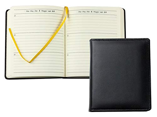 DELMON VARONE - 3 Jahres Kalender "immerwährend" gebunden Boxcalf Leder schwarz - Organizer Terminplaner (1 Tag 1 Seite) mit Tagesansicht - Notizbuch Planer im Ledereinband - Tagebuch für 3 Jahre von DELMON VARONE - FINE LEATHERGOODS MADE IN GERMANY