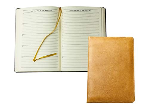 DELMON VARONE - 5 Jahres Kalender "immerwährend" gebunden Anilin Leder braun - Organizer Terminplaner (1 Tag 1 Seite) - Buchkalender Tagebuch mit Tagesübersicht - Notizbuch Kalenderbuch für 5 Jahre von DELMON VARONE - FINE LEATHERGOODS MADE IN GERMANY