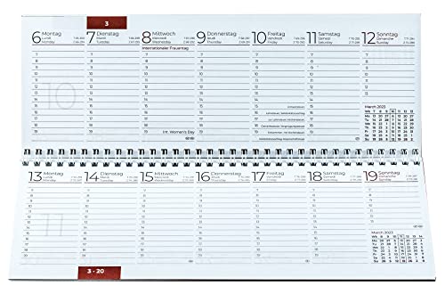 DELMON VARONE - Ersatzkalender Tischquerkalender für das Kalender Jahr 2024 - Tischkalender mit 1 Woche 1 Seite 3-sprachig - Format: 298 x 105 mm von DELMON VARONE - FINE LEATHERGOODS MADE IN GERMANY
