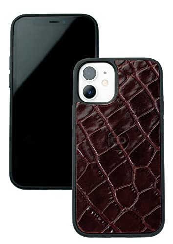 DELMON VARONE - Leder und Silikon Schutzhülle kompatibel mit iPhone 12 Mini - Echtleder Hülle in Rot - Handyhülle dünn, stoßfest & rutschfest - Damen & Herren Smartphone Case für Rundumschutz von DELMON VARONE - FINE LEATHERGOODS MADE IN GERMANY