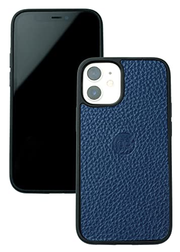 DELMON VARONE - Leder und Silikon Schutzhülle kompatibel mit iPhone 13 - Premium Echtleder Hülle in Blau - Handyhülle dünn, stoßfest & rutschfest - Damen & Herren Smartphone Case für Rundumschutz von DELMON VARONE - FINE LEATHERGOODS MADE IN GERMANY