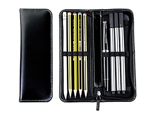 DELMON VARONE - Lehrer & Lehrerin Schreibgeräteetui in Leder Schwarz - Stifte-Etui mit Reißverschluss für 10 Schreibgeräte - Federmäppchen als Geschenk zum Abschied - Lederetui für Stifte & Füller DELMON VARONE - Lehrer & Lehrerin Schreibgeräteetui in Leder Schwarz - Stifte-Etui mit Reißverschluss für 10 Schreibgeräte - Federmäppchen als Geschenk zum Abschied - Lederetui für Stifte & Füller von DELMON VARONE - FINE LEATHERGOODS MADE IN GERMANY