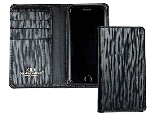 DELMON VARONE - Personalisierbare Hülle kompatibel für iPhone 11 Pro Max Manhattan Leder Schwarz, Smartphone Lederhülle mit Flip Case & Kartenfach, Premium Echtleder Handy Cover für Damen & Herren von DELMON VARONE - FINE LEATHERGOODS MADE IN GERMANY