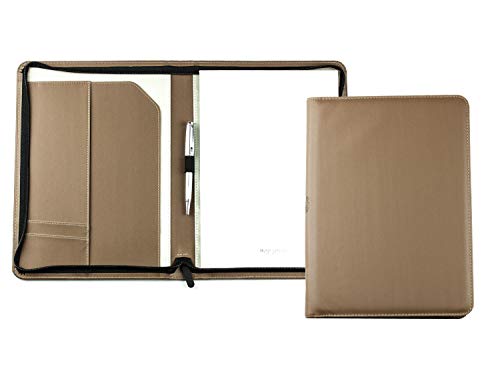 DELMON VARONE - Personalisierbare Schreibmappe DIN A4 „EcoAppleLeather“ Braun, Recycled Öko Apfel Leder Konferenzmappe mit Notizblock, Stiftschlaufe & Steckfächer, Businessmappe mit Reißverschluss DELMON VARONE - Personalisierbare Schreibmappe DIN A4 „EcoAppleLeather“ Braun, Recycled Öko Apfel Leder Konferenzmappe mit Notizblock, Stiftschlaufe & Steckfächer, Businessmappe mit Reißverschluss von DELMON VARONE - FINE LEATHERGOODS MADE IN GERMANY