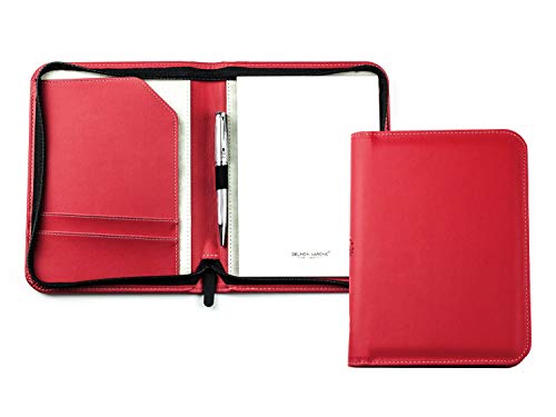 DELMON VARONE - Personalisierbare Schreibmappe DIN A5 „EcoAppleLeather“ Rot, Recycled Öko Apfel Leder Konferenzmappe mit Notizblock, Stiftschlaufe und Steckfächer, Businessmappe mit Reißverschluss DELMON VARONE - Personalisierbare Schreibmappe DIN A5 „EcoAppleLeather“ Rot, Recycled Öko Apfel Leder Konferenzmappe mit Notizblock, Stiftschlaufe und Steckfächer, Businessmappe mit Reißverschluss von DELMON VARONE - FINE LEATHERGOODS MADE IN GERMANY