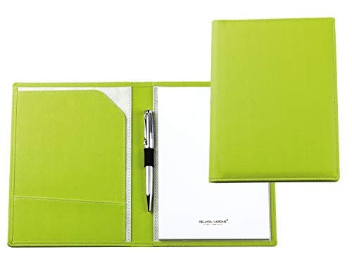 DELMON VARONE - Personalisierbare Schreibmappe DIN A5 aus „EcoAppleLeather“ Grün, Recycling Öko Apfel Leder Organizer Konferenzmappe mit Notizblock, Stiftschlaufe & Steckfächer, Ökoleder Businessmappe DELMON VARONE - Personalisierbare Schreibmappe DIN A5 aus „EcoAppleLeather“ Grün, Recycling Öko Apfel Leder Organizer Konferenzmappe mit Notizblock, Stiftschlaufe & Steckfächer, Ökoleder Businessmappe von DELMON VARONE - FINE LEATHERGOODS MADE IN GERMANY