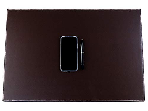 DELMON VARONE - Personalisierbare Schreibtischunterlage XL Cambridge Top Grain Leder braun, Rutschfeste Echtleder Schreibunterlage abwaschbar, Schreibtisch Unterlage geeignet als Mousepad, 65 x 45 cm von DELMON VARONE - FINE LEATHERGOODS MADE IN GERMANY