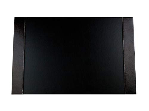DELMON VARONE - Personalisierbare Schreibtischunterlage mit 2 Seitenfächer Vintage Leder Anilin schwarz, Rutschfeste Schreibunterlage abwaschbar, Schreibtisch Unterlage ideal als Mousepad, 64x42 cm von DELMON VARONE - FINE LEATHERGOODS MADE IN GERMANY
