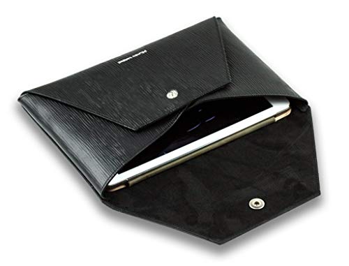 DELMON VARONE - Personalisierbare Universal Hülle kompatibel mit iPad & Tablet bis 11 Zoll aus Manhattan Leder Schwarz, Premium Damen und Herren Ledercase, edle Smart Cover Schutzhülle personalisiert von DELMON VARONE - FINE LEATHERGOODS MADE IN GERMANY