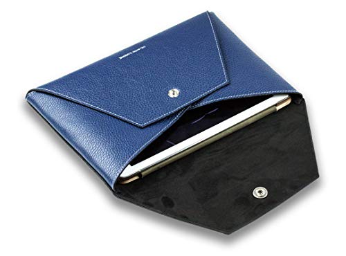 DELMON VARONE - Personalisierbare Universal Hülle kompatibel mit iPad & Tablet bis 11 Zoll mit Zubehörtasche Soft Grain Leder Blau, Elegante Damen & Herren Lederhülle, Tab Tasche stoßfest & modern von DELMON VARONE - FINE LEATHERGOODS MADE IN GERMANY