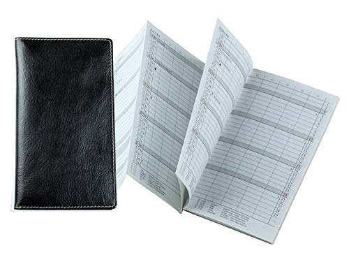 DELMON VARONE - Personalisierbarer Faltkalender 2025 DIN A6 Anilin Vintage Leder schwarz - Organizer Terminplaner (1 Monat 2 Seiten) in Lederhülle - Termin-Kalender Monatsansicht & Adressenheft von DELMON VARONE - FINE LEATHERGOODS MADE IN GERMANY