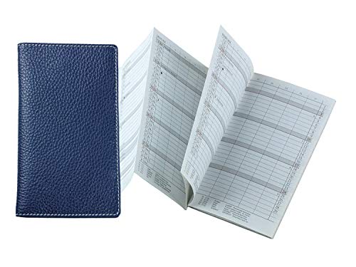 DELMON VARONE - Personalisierbarer Faltkalender 2025 DIN A6 Soft Grain Leder blau - Organizer Terminplaner (1 Monat 2 Seiten) in Lederhülle - Termin Kalender mit Monatsübersicht & Adressenheft von DELMON VARONE - FINE LEATHERGOODS MADE IN GERMANY