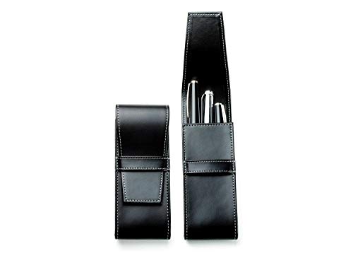 DELMON VARONE - Personalisierbares Schreibgeräteetui Cambridge Top Grain Leder Schwarz, Echtleder Stifteetui mit Verschlusslasche für 3 Schreibgeräte, Lederetui für hochwertige Kugelschreiber & Füller von DELMON VARONE - FINE LEATHERGOODS MADE IN GERMANY