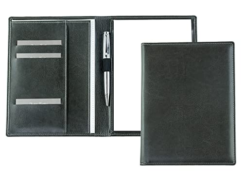 DELMON VARONE - Premium Schreibmappe inkl. Notizblock DIN A5 (50 Blatt) aus veganem Eco Kunstleder Grau - Organizer Konferenz Mappe mit Stifthalter & Einsteckfach - Business Dokumentenmappe von DELMON VARONE - FINE LEATHERGOODS MADE IN GERMANY