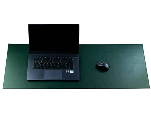 DELMON VARONE - XXL Schreibtischunterlage 100x40 cm aus veganem Kunstleder für Büro & Home Office grün - Mauspad Schreibunterlage extra lang - Schreibtisch-Unterlage ideal auch als Mousepad von DELMON VARONE - FINE LEATHERGOODS MADE IN GERMANY