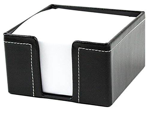 DELMON VARONE - Zettelkasten Cambridge Top Grain Leder schwarz, Zettelbox inkl. 500 Blatt Papier, Notizklotz in Echtleder Box für Schreibtisch & Büro, Ideal zum Notieren von Gedanken, Ideen & Notizen von DELMON VARONE