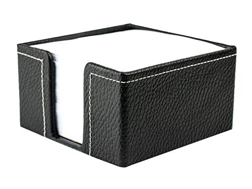 DELMON VARONE - Zettelkasten Premium Leder Soft Grain schwarz, Zettelbox inkl. 500 Blatt Papier, Notizklotz in Echtleder Box für Schreibtisch & Büro, Ideal zum Notieren von Gedanken, Ideen & Notizen von DELMON VARONE - FINE LEATHERGOODS MADE IN GERMANY