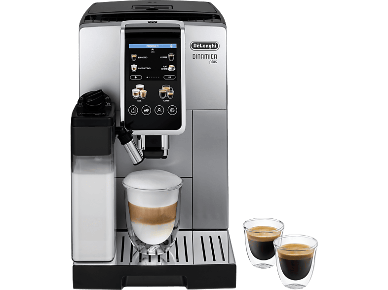 DELONGHI Dinamica Plus ECAM380.85.SB - 22 Kaffeespezialitäten Kaffeevollautomat Silber/Schwarz von DELONGHI