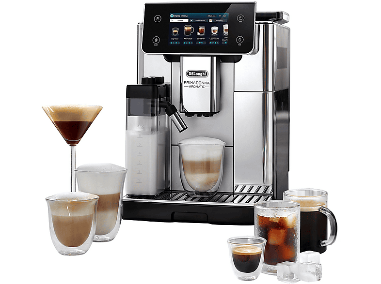 DELONGHI Primadonna Aromatic ECAM630.55.SSM - mehr als 35 heiße und kalte Rezepte Kaffeevollautomat Edelstahl gebürstet glänzend von DELONGHI