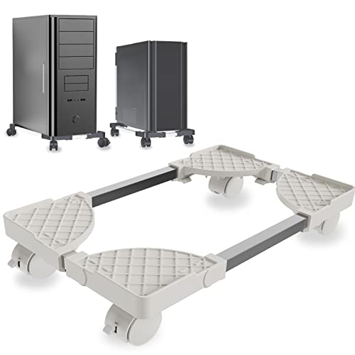 Computer Halterung unter Schreibtisch auf Rollen, Monitorerhöhung mit 4 Rollen, Computerständer, mobiler PC-Ständer, 25 kg, Weiß Computer Halterung unter Schreibtisch auf Rollen, Monitorerhöhung mit 4 Rollen, Computerständer, mobiler PC-Ständer, 25 kg, Weiß von DELONGKE