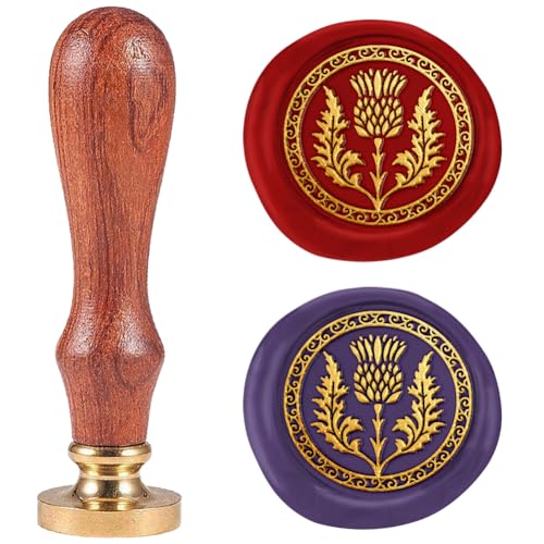 DELORIGIN Siegelstempel Aus Wachs Mit Schottischer Distel 25mm Retro Siegelstempel Abnehmbarer Siegelstempel Mit Messingkopf Siegelwachs Für Umschläge Grußbriefe Hochzeiten von DELORIGIN