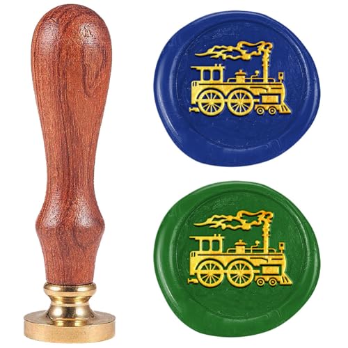 DELORIGIN Siegelwachsstempel Mit Dampflok Motiv 25mm Abnehmbarer Messingkopf Mit Holzgriff Siegelstempel Personalisiert Für Einladungskarten Festivalgeschenke Dekoration DELORIGIN Siegelwachsstempel Mit Dampflok Motiv 25mm Abnehmbarer Messingkopf Mit Holzgriff Siegelstempel Personalisiert Für Einladungskarten Festivalgeschenke Dekoration von DELORIGIN