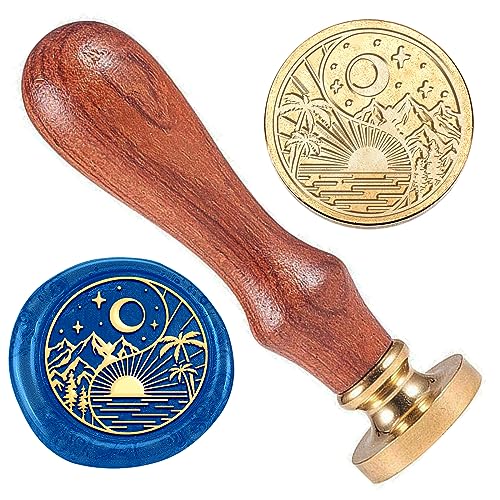 DELORIGIN Wachsstempel Mit Sonne Und Mondlandschaft Siegelstempel Aus Wachs Mit Bergfluss 25 mm Messingkopf Siegelstempel Für Briefumschläge Einladungen Weinpakete Grüße Hochzeiten DELORIGIN Wachsstempel Mit Sonne Und Mondlandschaft Siegelstempel Aus Wachs Mit Bergfluss 25 mm Messingkopf Siegelstempel Für Briefumschläge Einladungen Weinpakete Grüße Hochzeiten von DELORIGIN