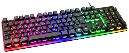 DELTACO GAMING GAM-021-RGB-DE Kabelgebunden, USB Gaming-Tastatur Deutsch, QWERTZ Schwarz Ergonomisch von DELTACO GAMING