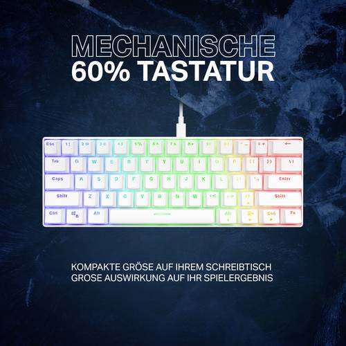 DELTACO GAMING GAM-075-W-DE Kabelgebunden Gaming-Tastatur Deutsch, QWERTZ Weiß Beleuchtet von DELTACO GAMING