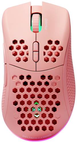 DELTACO GAMING PM80 Gaming-Maus Funk Optisch Pink 7 Tasten 4800 dpi Beleuchtet, Wiederaufladbar von DELTACO GAMING