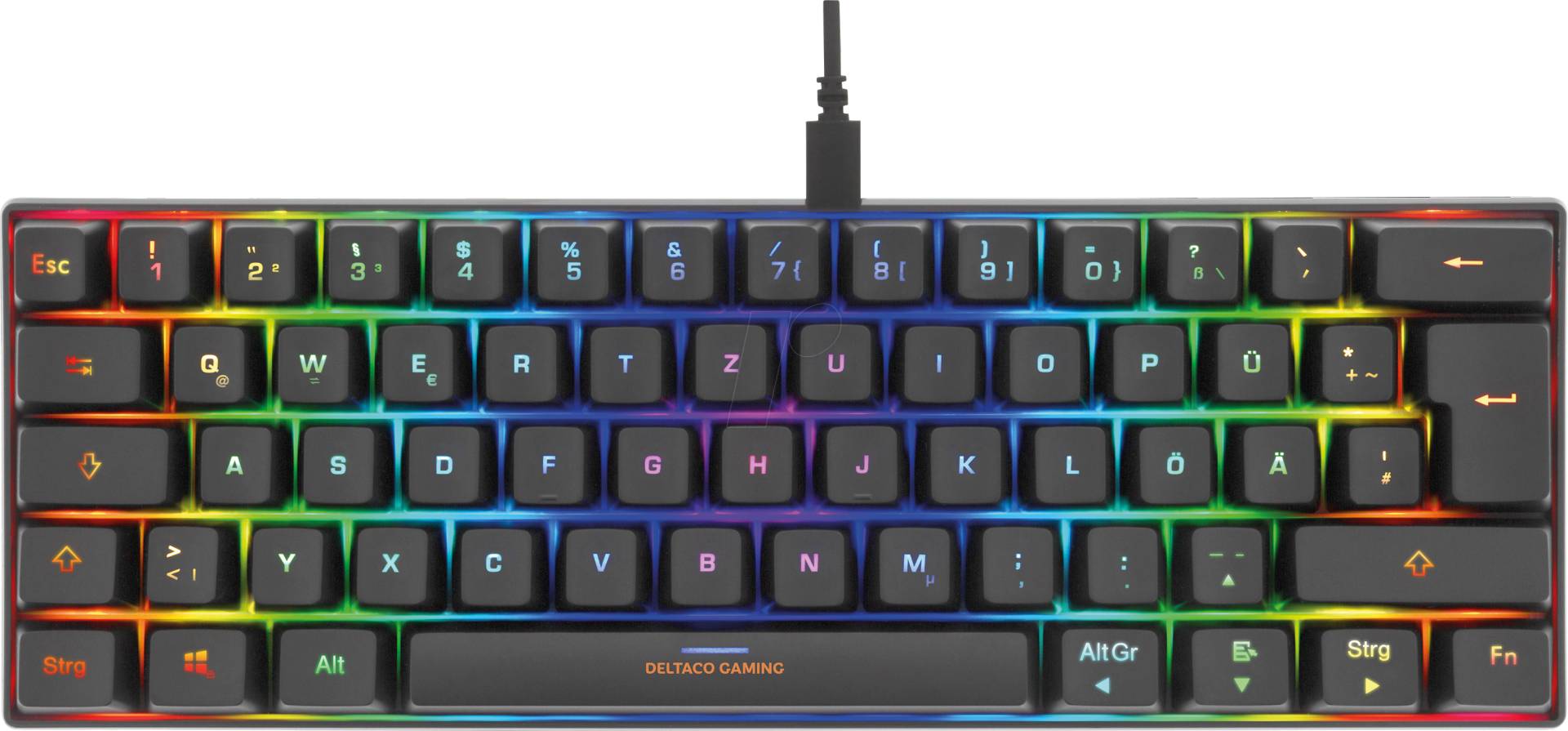 DTG GAM-075 - Gaming-Tastatur, USB, mini, RGB, schwarz, DE von DELTACO GAMING