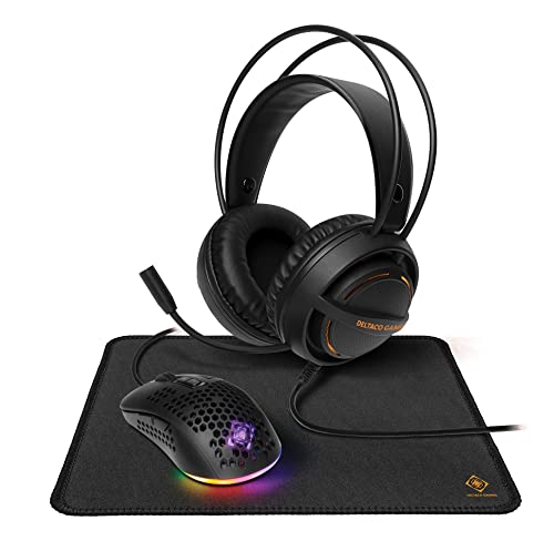 Deltaco Gaming 3-in-1 Lightweight Gaming Kit - Inkl. Headset + Leichte Maus & Mauspad - Schwarz von DELTACO GAMING