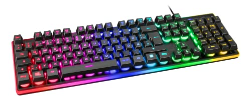 Deltaco Gaming PC Gamer Tastatur - Keyboard mit RGB Tasten und Qwertz Layout deutsch, beleuchtet, USB Kabel, Tastaturen Beleuchtung, Aluminium, Membran Schalter, ergonomisch, kabelgebunden, schwarz von DELTACO GAMING