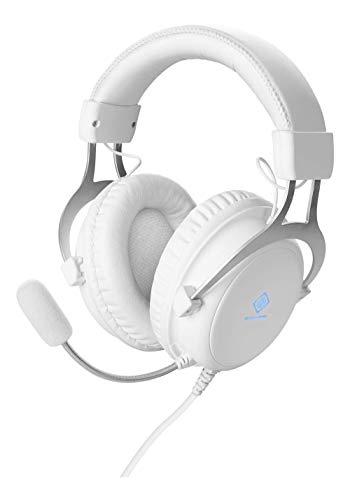 GAM-030-W DELTACO Gaming Over-Ear Headset WH85 mit LED-Beleuchtung (Kopfhörer, Mikrofon, 3,5 mm Klinke + USB für LED, kabelgebunden, mit Lautstärkeregler) weiß von DELTACO GAMING
