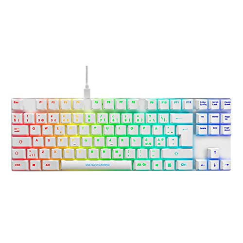 DELTACO DK430 TKL Mechanische Tastatur Low-Profile-Tasten, Farbe:weiß von DELTACO