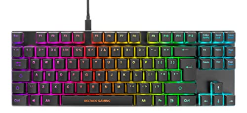 DELTACO Gaming DK420 TKL Mechanisches Gaming Tastatur - Outemu Red Switches & RGB Beleuchtung - UK Layout - Schwarz von DELTACO