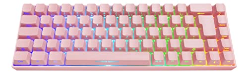 DELTACO Gaming PK95 Gaming Tastatur - Kabellos, Kabelgebunden, RGB-Beleuchtung & Front Lasing - UK Layout - Pink von DELTACO