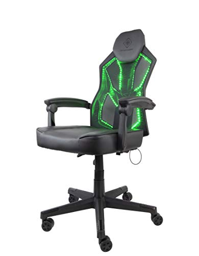 DELTACO Gaming Stuhl mit RGB-Beleuchtung (PU-Leder, Büro, Schreibtisch, RGB Hintergrundbeleuchtung, 39 LED Modis) schwarz, GAM-086 von DELTACO