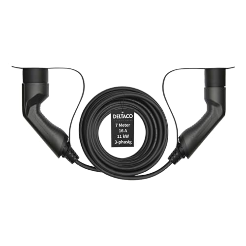 Deltaco Typ 2 EV-Ladekabel für E-Autos und Hybrid Fahrzeuge, Elektroauto Charger Mennekes Kabel, Kompatibel mit ID.3, ID.4, Zoe, E-Tron, Model S/3/X/Y, Leaf, 3-phasig, 16A | 11kW, 7 Meter Deltaco Typ 2 EV-Ladekabel für E-Autos und Hybrid Fahrzeuge, Elektroauto Charger Mennekes Kabel, Kompatibel mit ID.3, ID.4, Zoe, E-Tron, Model S/3/X/Y, Leaf, 3-phasig, 16A | 11kW, 7 Meter von DELTACO