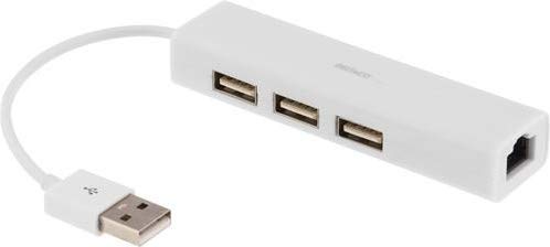 DELTACO USB2-LAN3 Hub & Hub USB 2.0 weiß – Hubs & Hub (USB 2.0, USB 2.0, Weiß, Fast Ethernet, USB, 106 mm) von DELTACO
