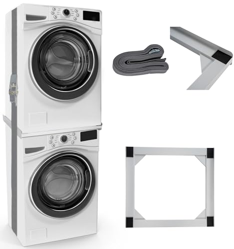 DELUKE® Verbindungsrahmen für Waschmaschine/Trockner EDEO - 60cm Breit, Universal | Zwischenbaurahmen Waschmaschinen Trockner Zwischenbausatz Stapelbausatz Waschmaschinenzubehör von DELUKE