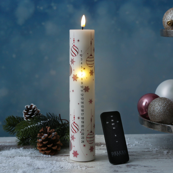 LED Adventskalenderkerze MIA mit 24 Zahlen - Echtwachs - H: 25cm - ... von DELUXE Homeart