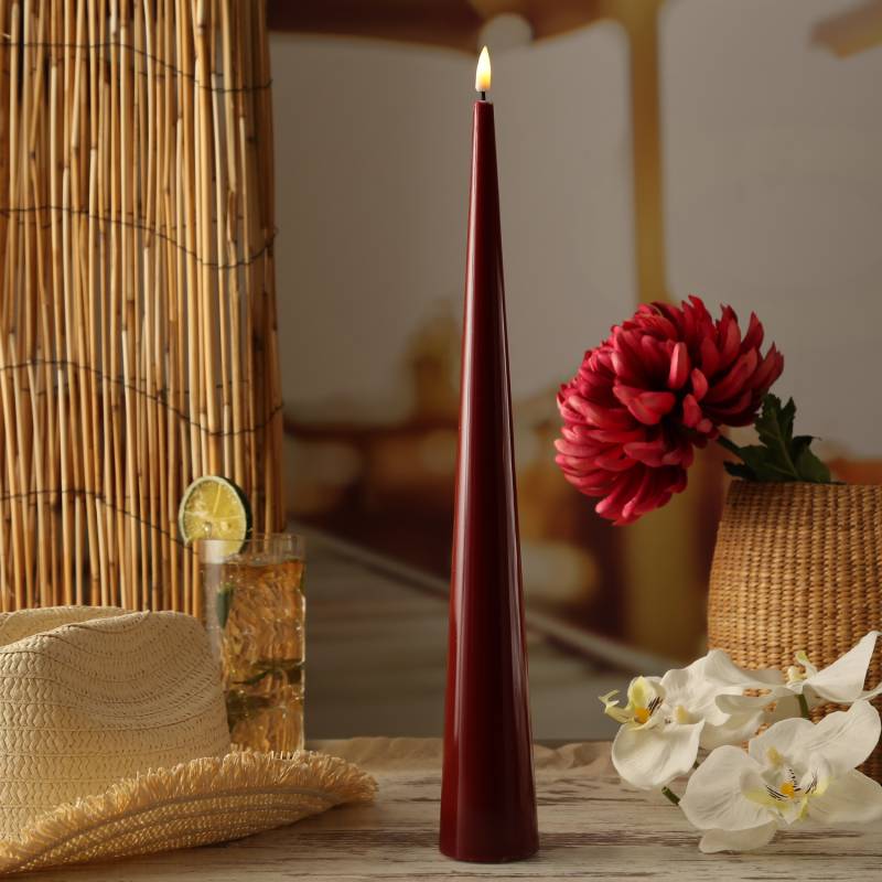 LED Kegelkerze LEA - Echtwachs - realistische 3D Flamme - H: 38cm -... von DELUXE Homeart