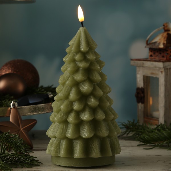LED Kerze Tannenbaum - Echtwachs - flackernde 3D Flamme - H: 18cm -... LED Kerze Tannenbaum - Echtwachs - flackernde 3D Flamme - H: 18cm -... von DELUXE Homeart